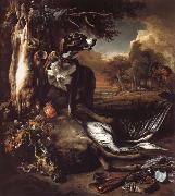Jan Weenix A Deerhound with Dead Game and Implements of the Chase France oil painting reproduction